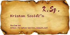 Kriston Szolón névjegykártya